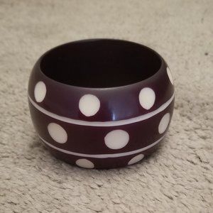2FOR$25 - Vintage style purple and white etched polka dot bangle